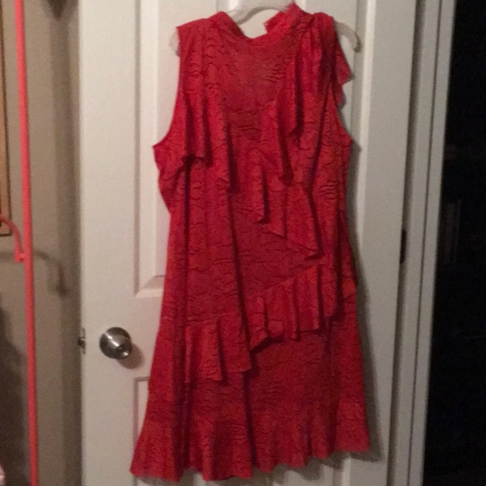 Red ruffle lace dress